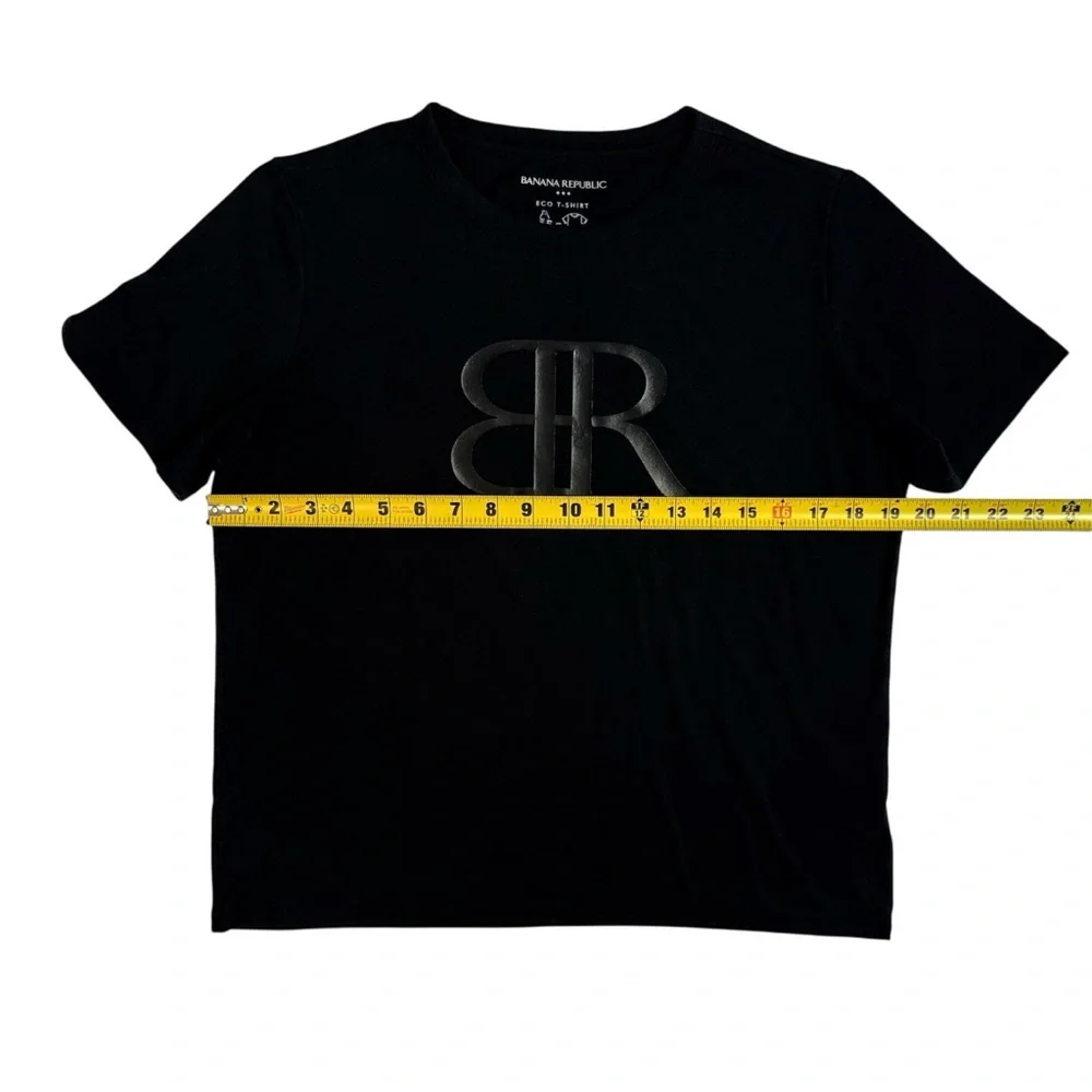 Banana Republic Black Short-Sleeve Tee with Raised Logo
